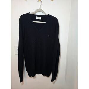 Vintage 90s Christian Dior Monsieur V Neck Knit Pullover Sweater Sz L Black Logo